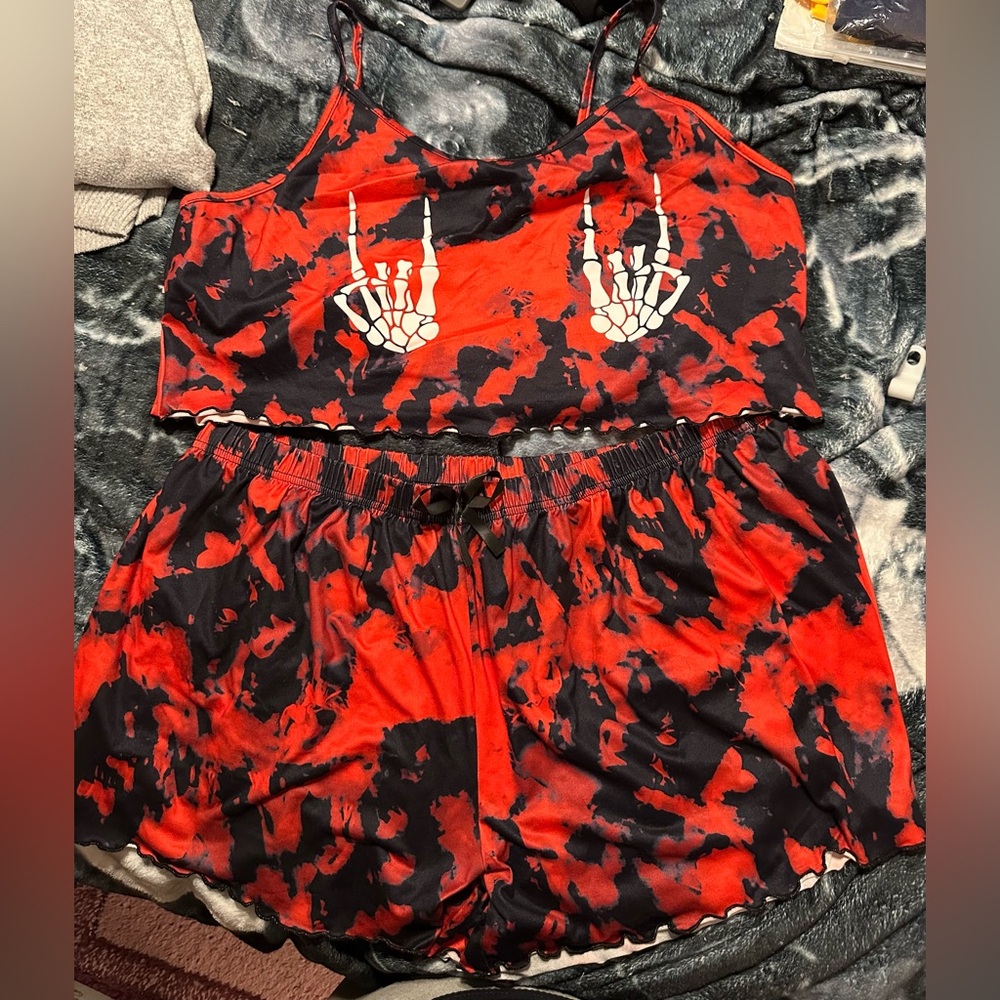 Crop top and shorts pajama set